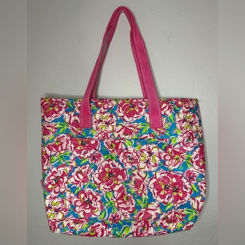 Lilly Pulitzer Insulated Cooler Tote Bag Pink Tropical  Flowers *See Note*